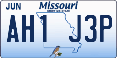 MO license plate AH1J3P