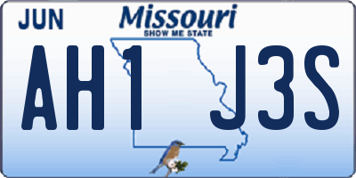 MO license plate AH1J3S