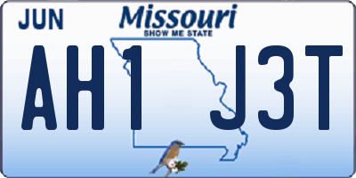 MO license plate AH1J3T