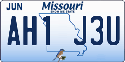 MO license plate AH1J3U