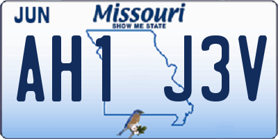 MO license plate AH1J3V