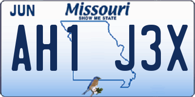 MO license plate AH1J3X