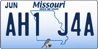 MO license plate AH1J4A