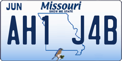 MO license plate AH1J4B