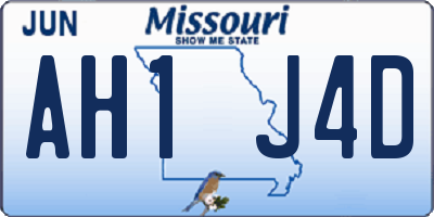 MO license plate AH1J4D