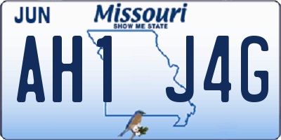 MO license plate AH1J4G