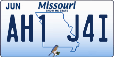 MO license plate AH1J4I