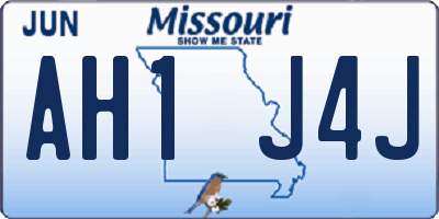 MO license plate AH1J4J