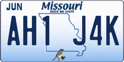 MO license plate AH1J4K