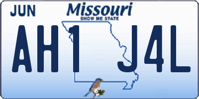 MO license plate AH1J4L