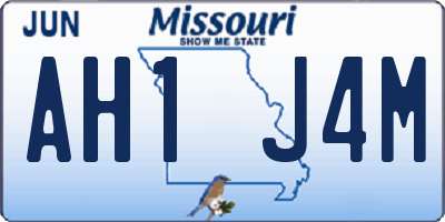 MO license plate AH1J4M