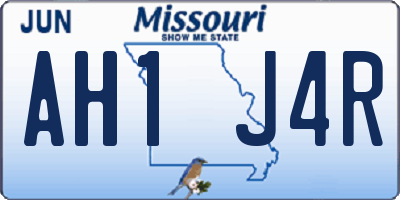 MO license plate AH1J4R