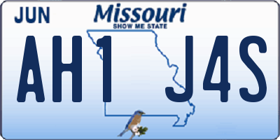 MO license plate AH1J4S