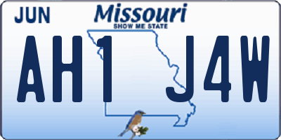 MO license plate AH1J4W