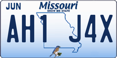 MO license plate AH1J4X