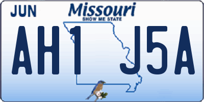 MO license plate AH1J5A