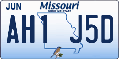 MO license plate AH1J5D