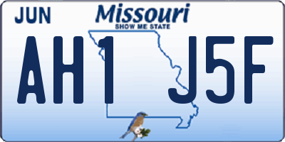 MO license plate AH1J5F