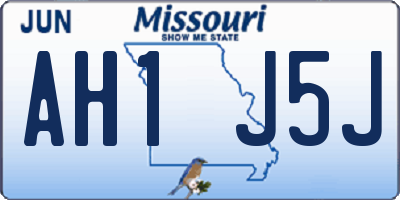 MO license plate AH1J5J