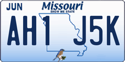 MO license plate AH1J5K