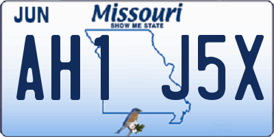 MO license plate AH1J5X