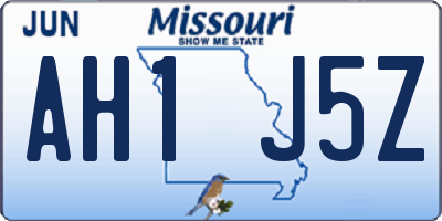 MO license plate AH1J5Z