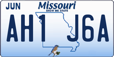 MO license plate AH1J6A