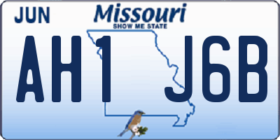 MO license plate AH1J6B