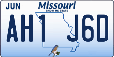 MO license plate AH1J6D