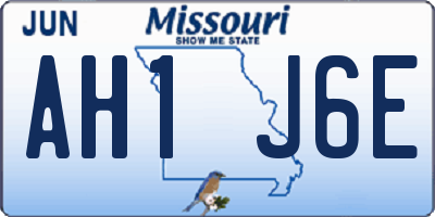 MO license plate AH1J6E