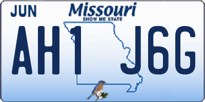 MO license plate AH1J6G