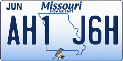 MO license plate AH1J6H