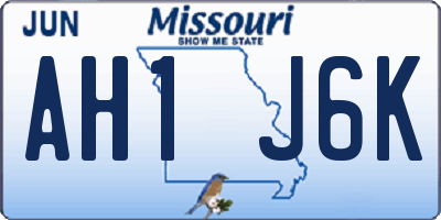 MO license plate AH1J6K