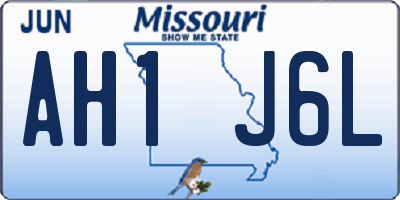 MO license plate AH1J6L