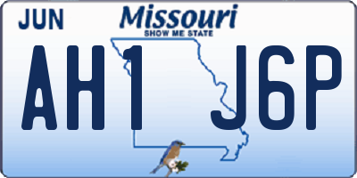 MO license plate AH1J6P