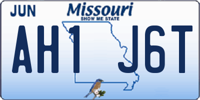 MO license plate AH1J6T