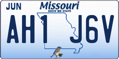 MO license plate AH1J6V