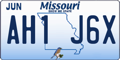 MO license plate AH1J6X