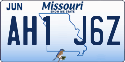 MO license plate AH1J6Z