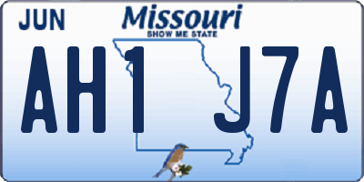 MO license plate AH1J7A