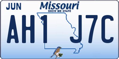 MO license plate AH1J7C