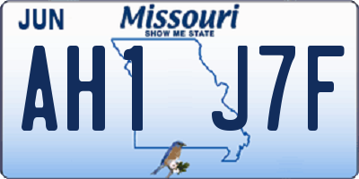 MO license plate AH1J7F