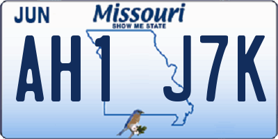 MO license plate AH1J7K