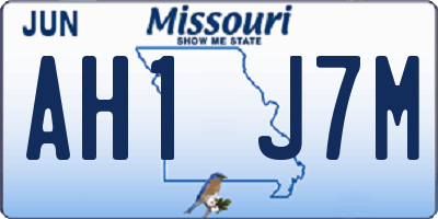 MO license plate AH1J7M