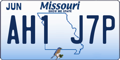 MO license plate AH1J7P