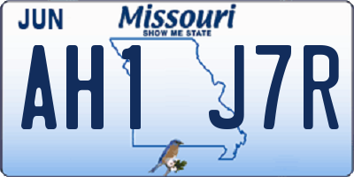 MO license plate AH1J7R