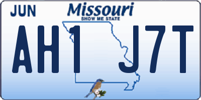 MO license plate AH1J7T