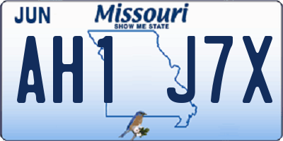 MO license plate AH1J7X