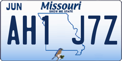 MO license plate AH1J7Z