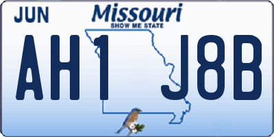 MO license plate AH1J8B